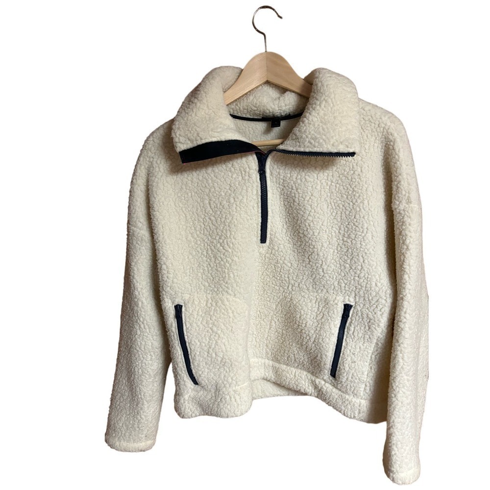 JCrew comfy cozy‎ plush Sherpa 1/4 zip popover with 2 pockets size S